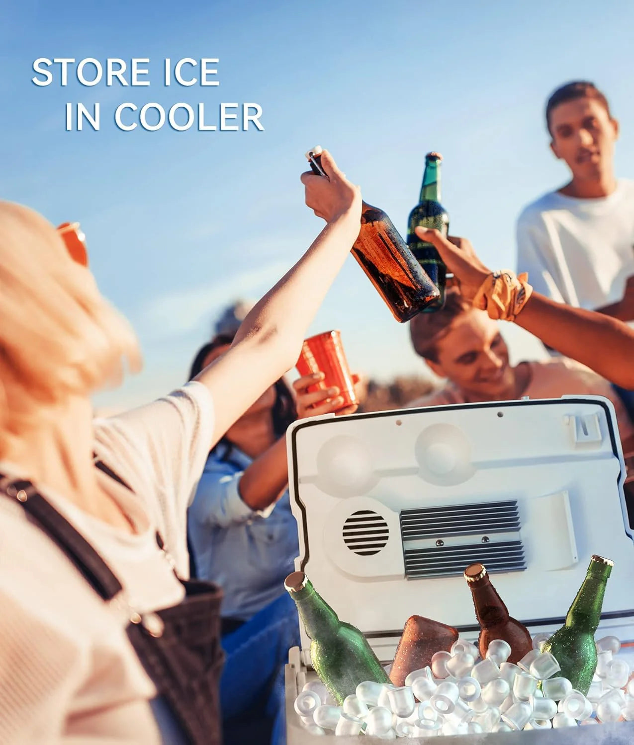 ecozy Portable Ice Maker Countertop, 9 Cubes Ready in 6 Mins, 26 lbs in 24 Hours, Self-Cleaning Machine with Ice Bags/Standing Ice Scoop/Ice Basket for Kitchen Office Bar Party, Aqua