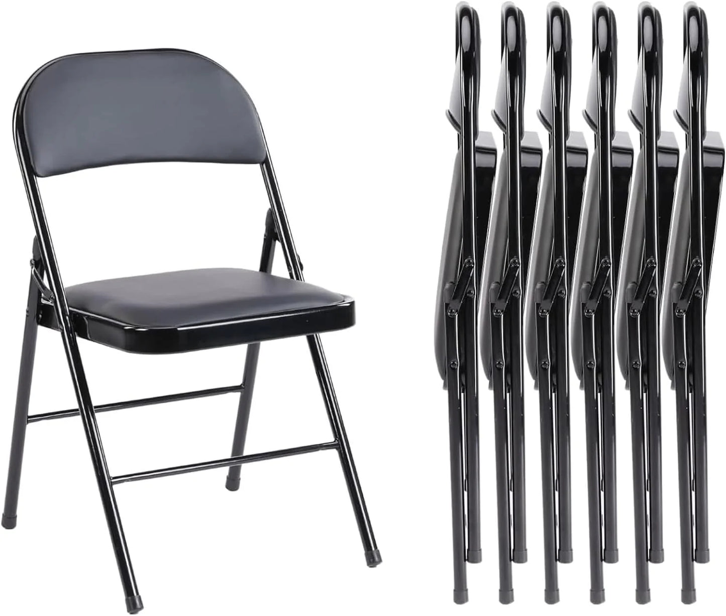 Sweetcrispy Folding Chair 12 Pack, Leather Padded Folding Chairs, Sturdy Metal Foldable Chairs