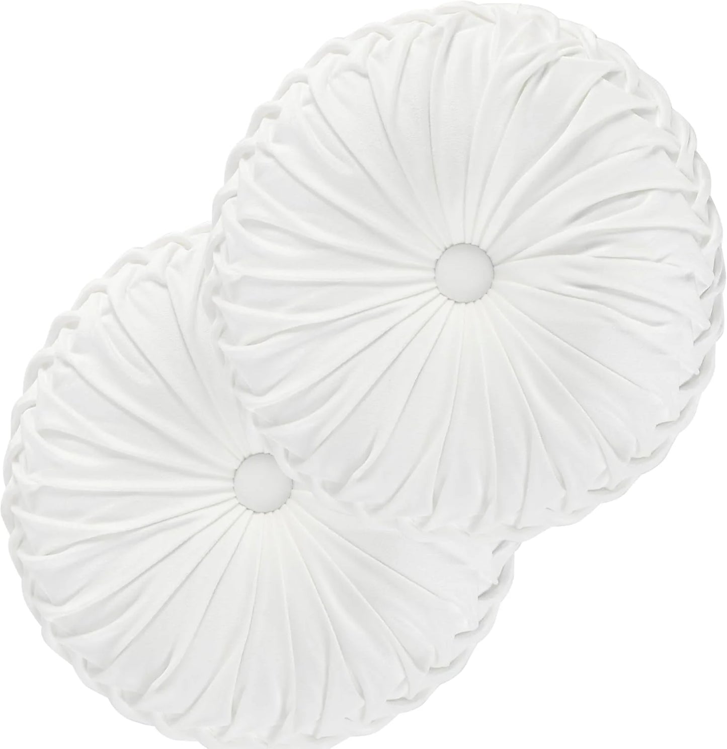 Set of 2 Decorative Round Pleated Throw Pillows