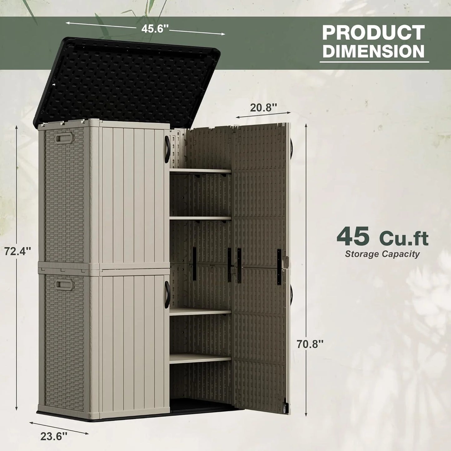 Greesum Outdoor Horizontal Storage Shed 27 Cu.ft Resin Large Storage Box for Garden, Patio, Backyard