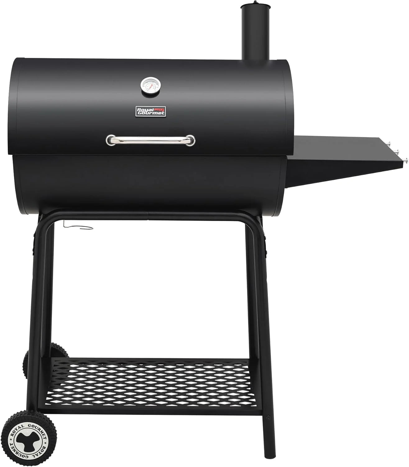 Royal Gourmet CC1830 30 Inch Barrel Charcoal Grill with Side Table, Outdoor BBQ Grill with 627 Sq. In. Cooking Space for Backyard, Patio and Parties, Black