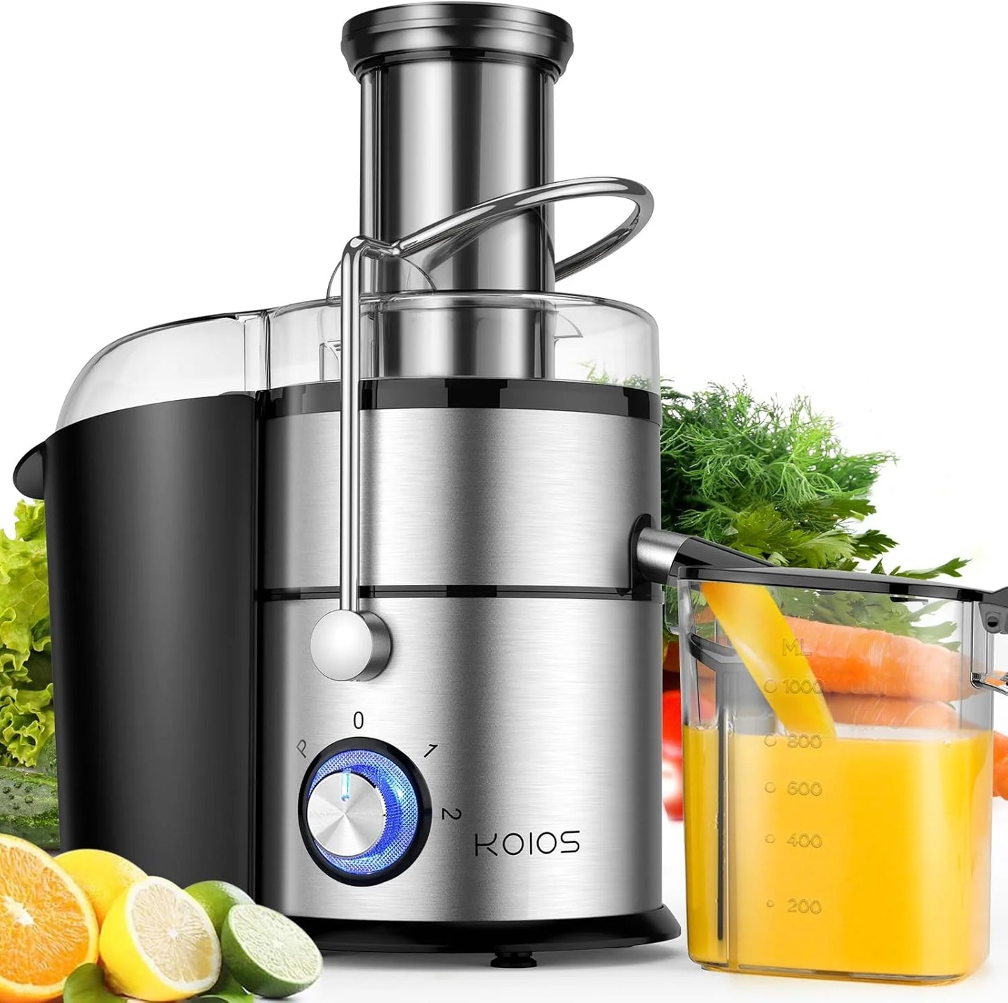 1300W KOIOS Centrifugal Juicer with Extra Large 3" Feed Chute and Titanium Filter