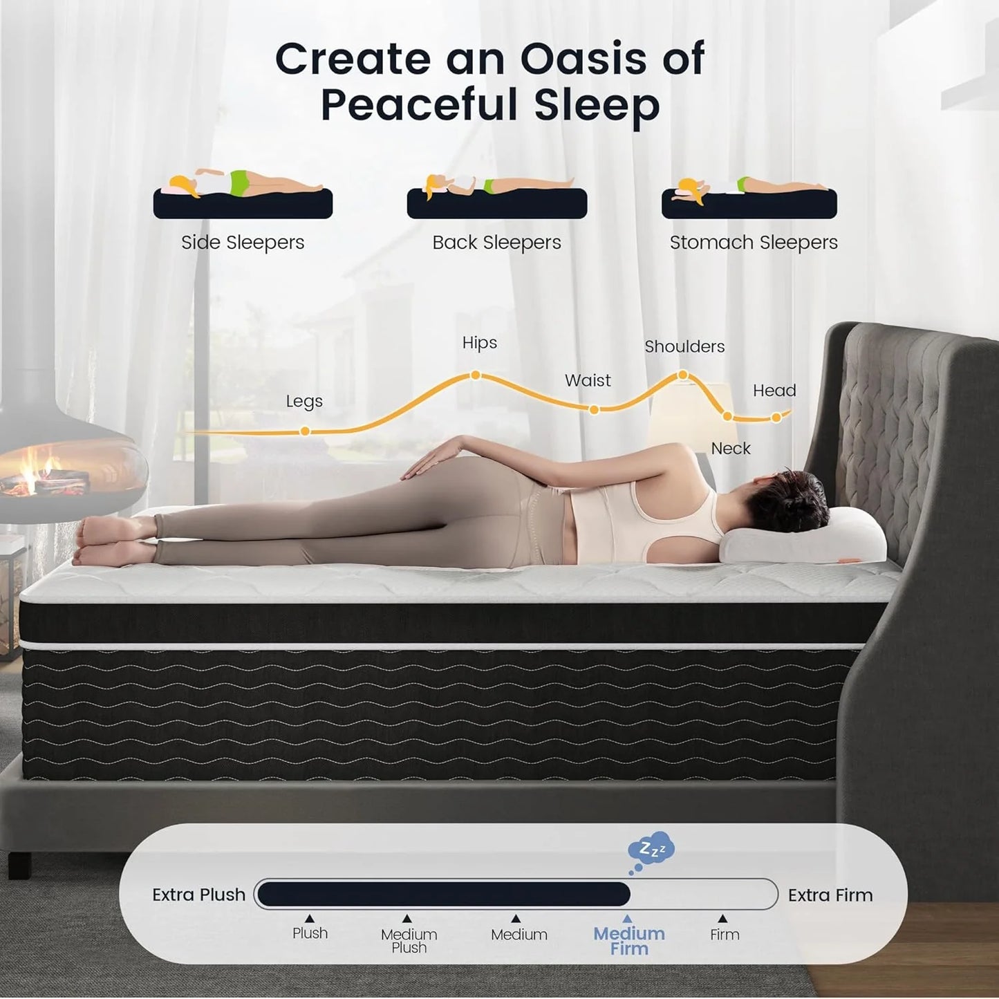 Full Size Mattress, 10 Inch Full Size Mattress in a Box, Medium Plush Hybrid Mattress