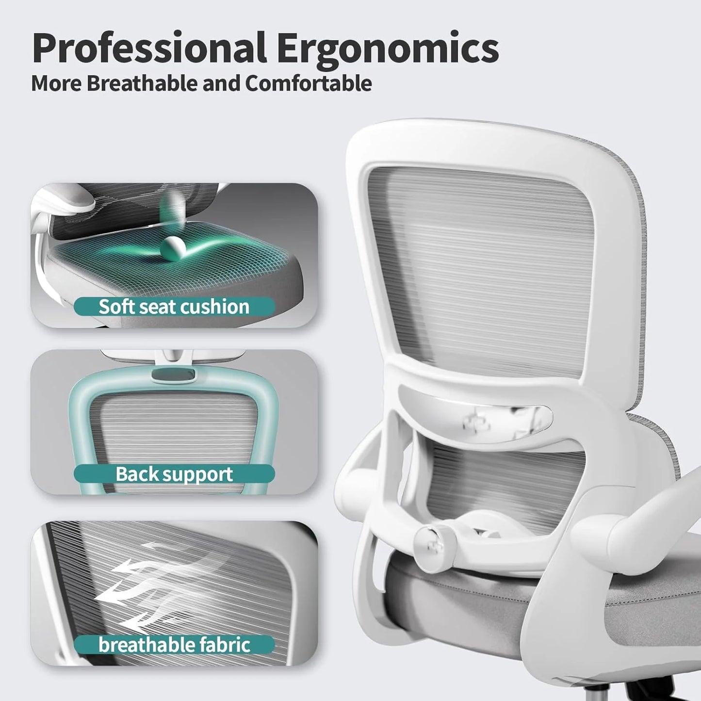 TRALT Office Chair Ergonomic Desk Chair 330 lbs Home Mesh Gaming Chair with Wheels