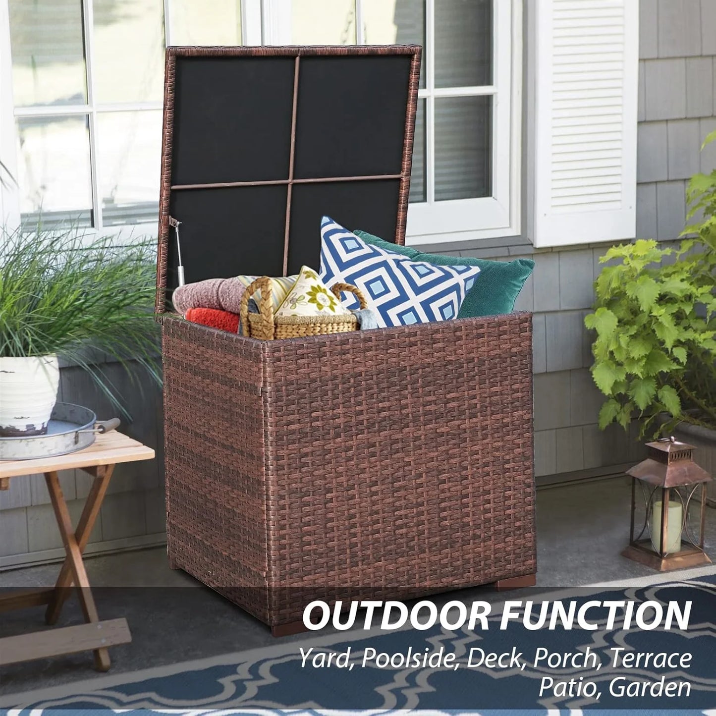 Wicker Outdoor Patio Storage Box Waterproof