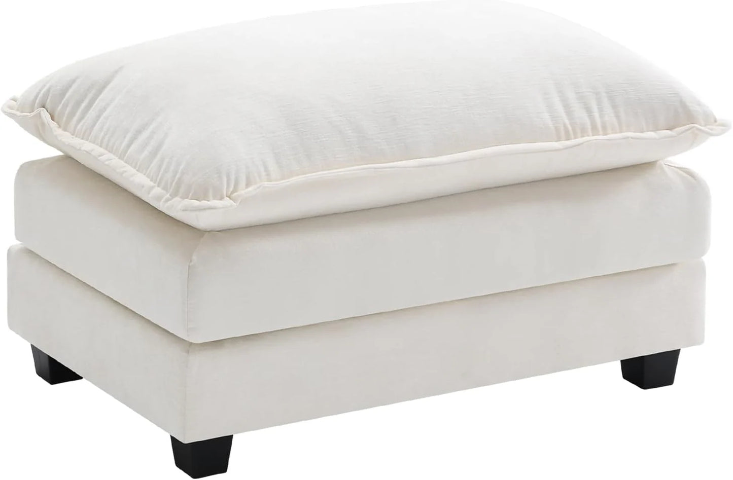 111.4 Inch L-Shaped Modern Sofa Modular Cloud Sofa with Ottoman, 4-Seater Chenille Deep Seat Sofa with Pillows for Living Room, Bedroom and Apartment, Beige