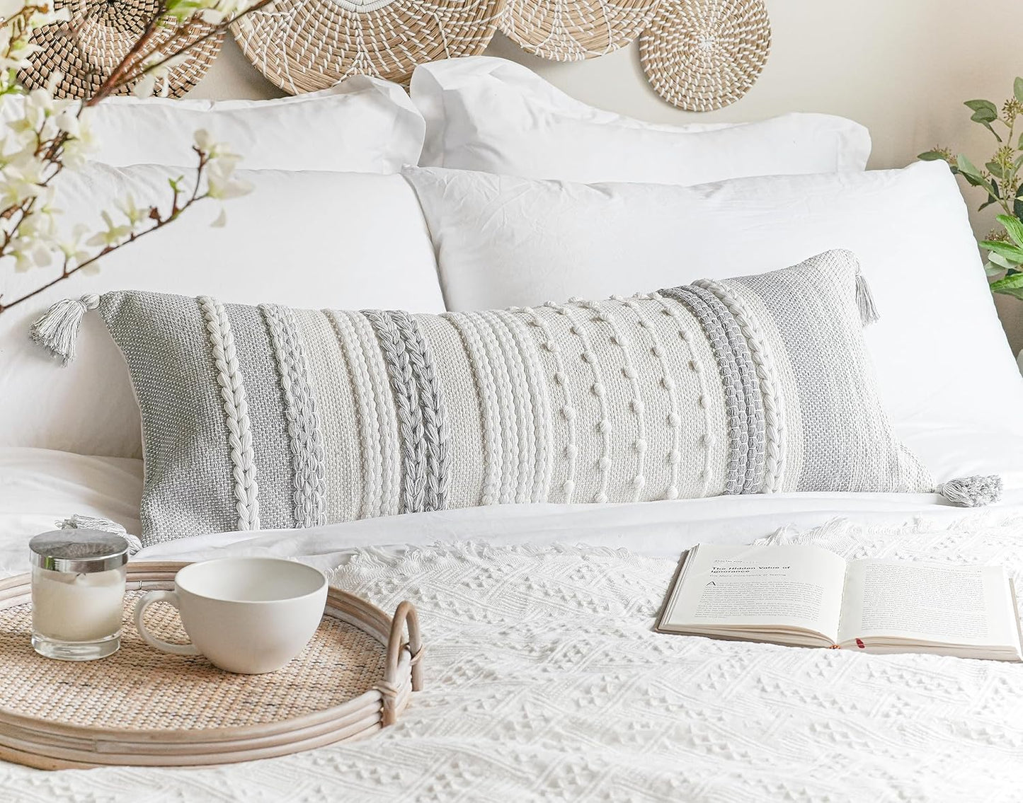 Blue Boho Decorative Throw Pillow Cover 20x20