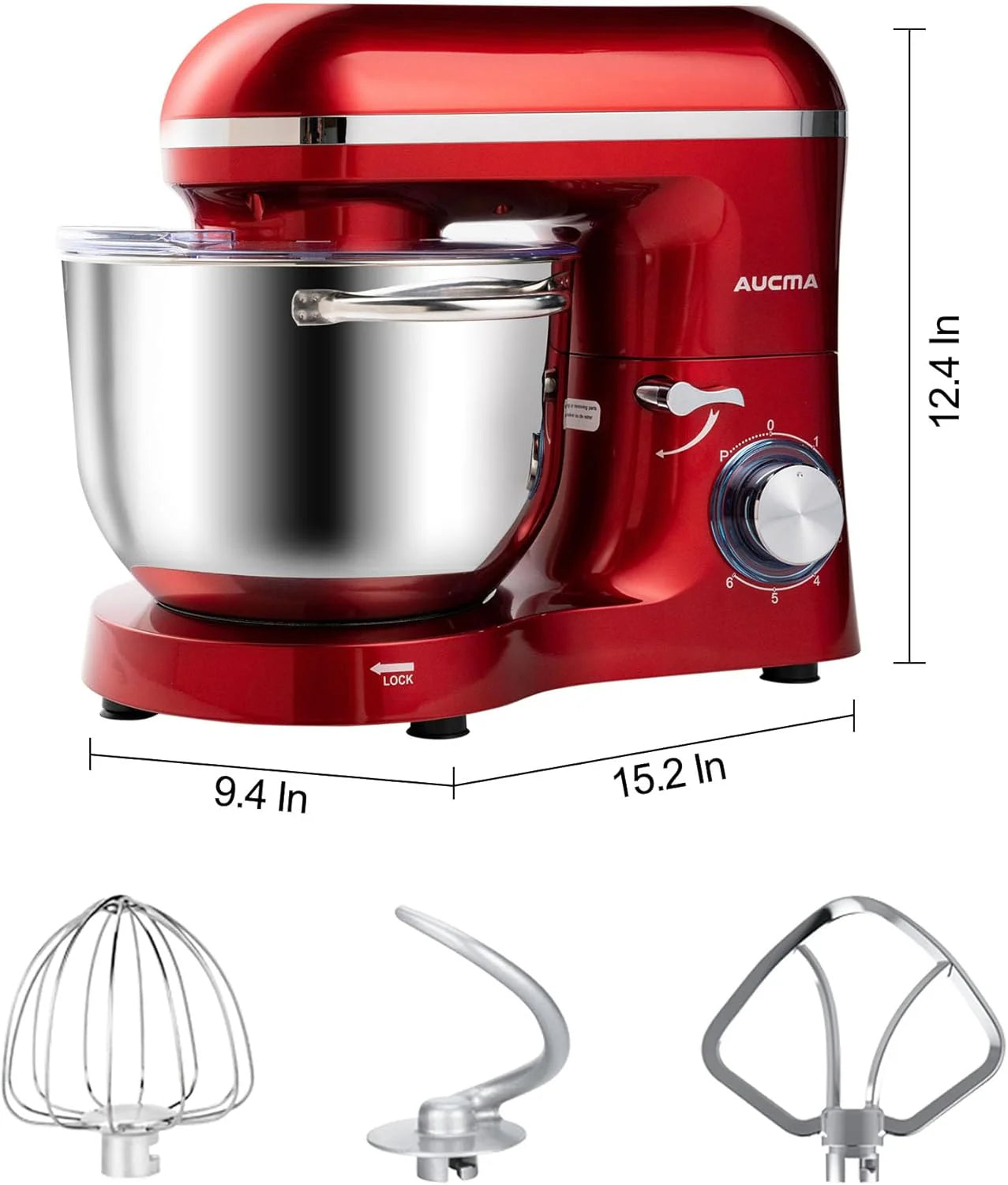 Aucma Stand Mixer,6.5-QT 660W 6-Speed Tilt-Head Food Mixer, Kitchen Electric Mixer with Dough Hook