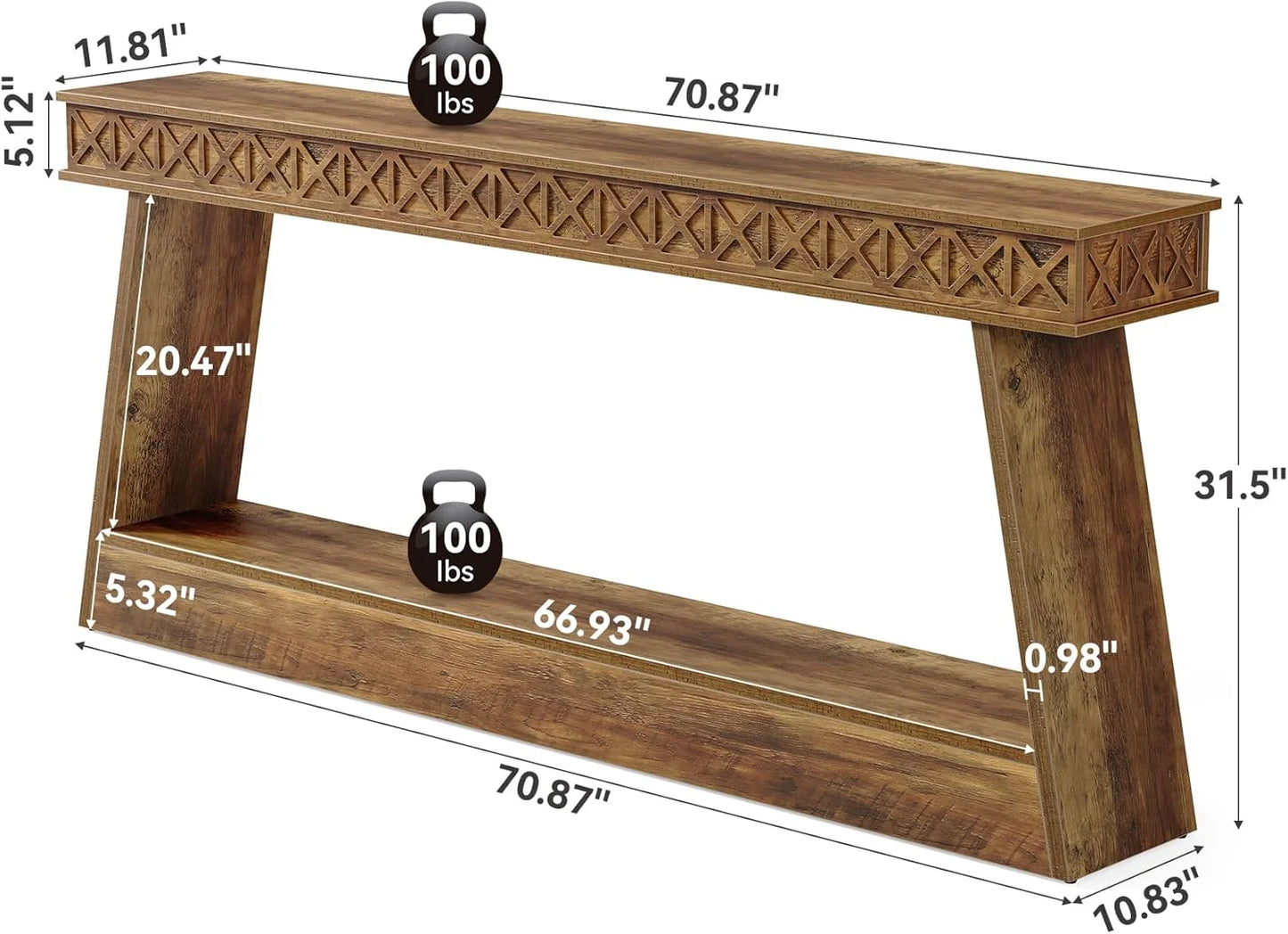 70.9-Inch Long Console Table Narrow Sofa Table Behind The Couch