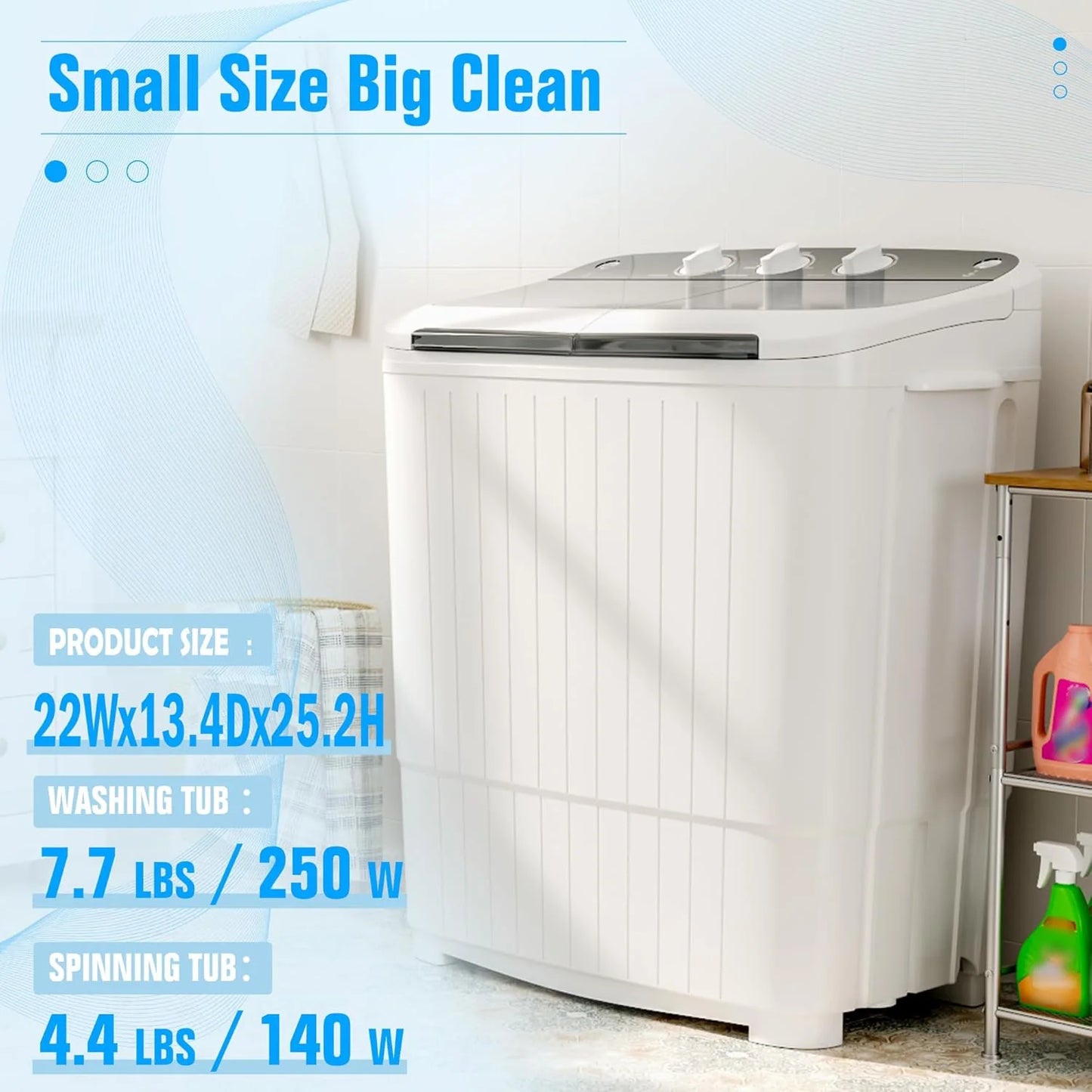 INTERGREAT Portable Washing Machine 16 lb Twin Tub Washing Machine