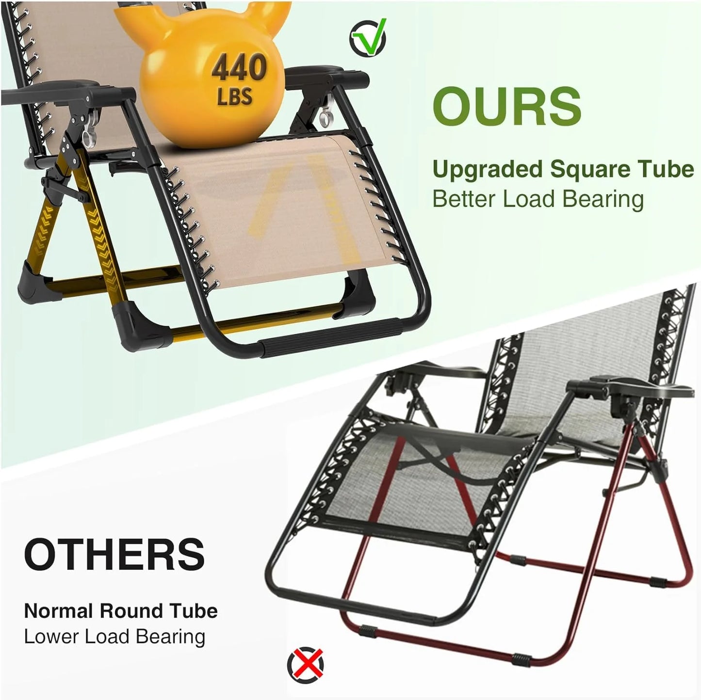 Indoor and outdoor patio chair folding lounge chair zero gravity chair with removable cushion camping lounge chair