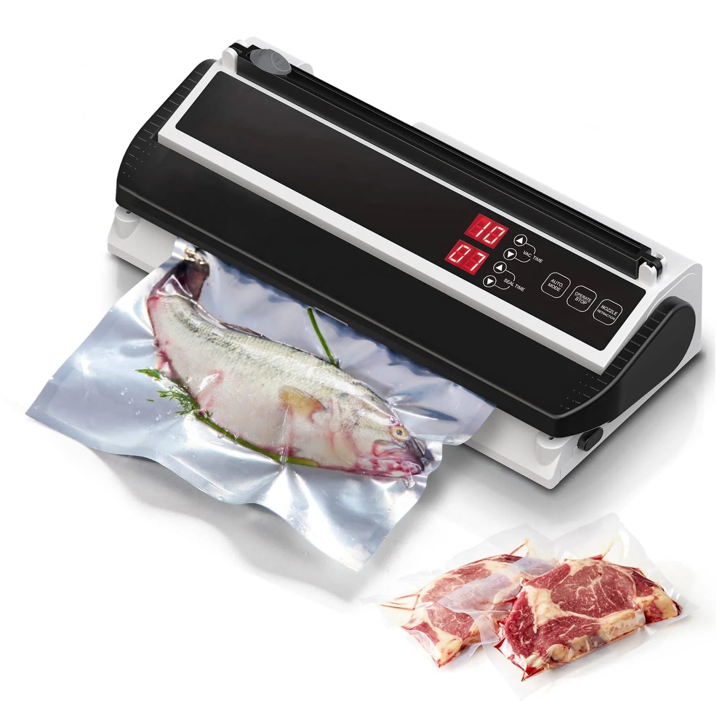 Vacuum Sealer Machine for Food Preservation, Nozzle Type, Compatible with Mylar Bags