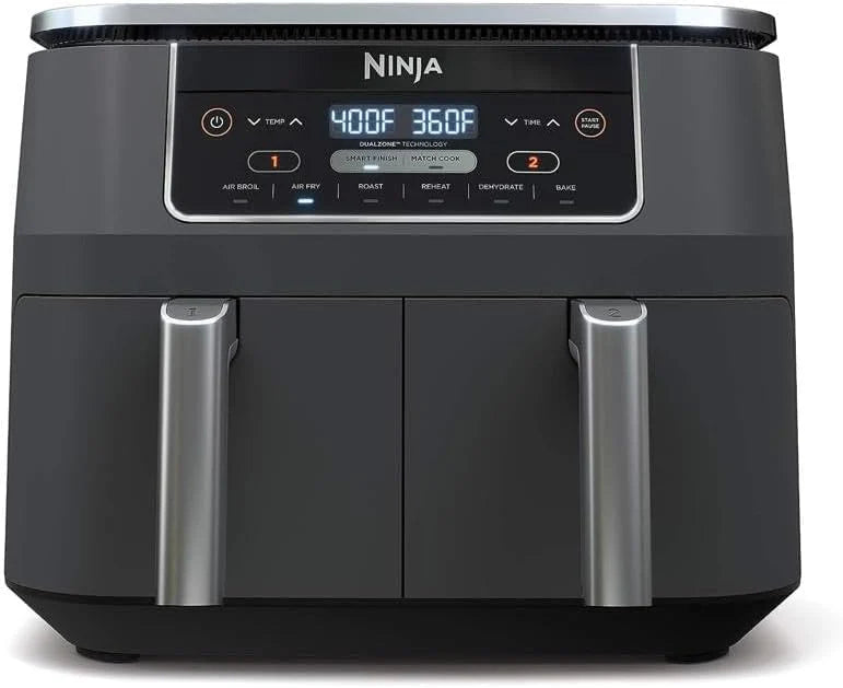 Ninja Foodi 6-in-1 FlexBasket Air Fryer with 7-QT MegaZone & Basket Divider for Large Proteins & Full Meals, Smart Finish Cook 2 Foods 2 Ways, Family Sized Capacity, Air Fry, Roast & More