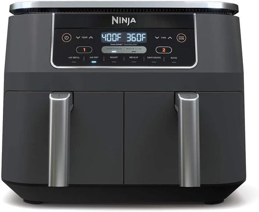 Ninja Foodi 6-in-1 FlexBasket Air Fryer with 7-QT MegaZone & Basket Divider for Large Proteins & Full Meals, Smart Finish Cook 2 Foods 2 Ways, Family Sized Capacity, Air Fry, Roast & More