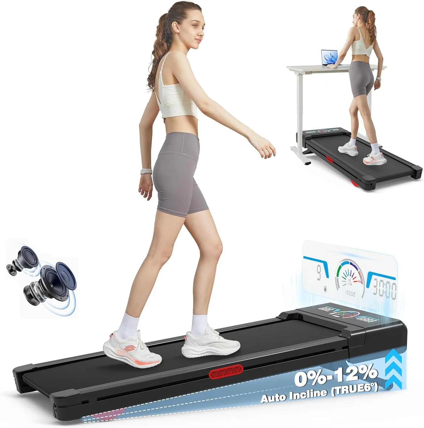 Home compact mountaineering treadmill LED screen Bluetooth speaker