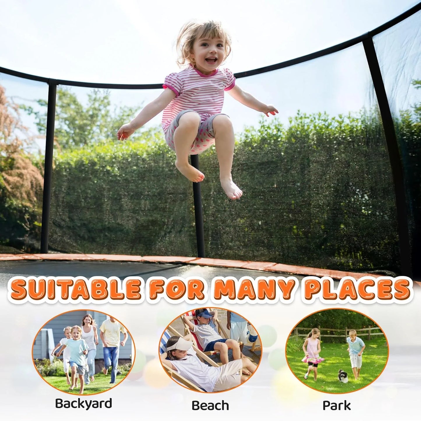 Trampoline 8FT 10FT 12FT 14FT 16FT, Recreational Trampolines with Enclosure Net and Ladder, Outdoor Anti-Rust Trampolines for Kids and Adults, ASTM Approved