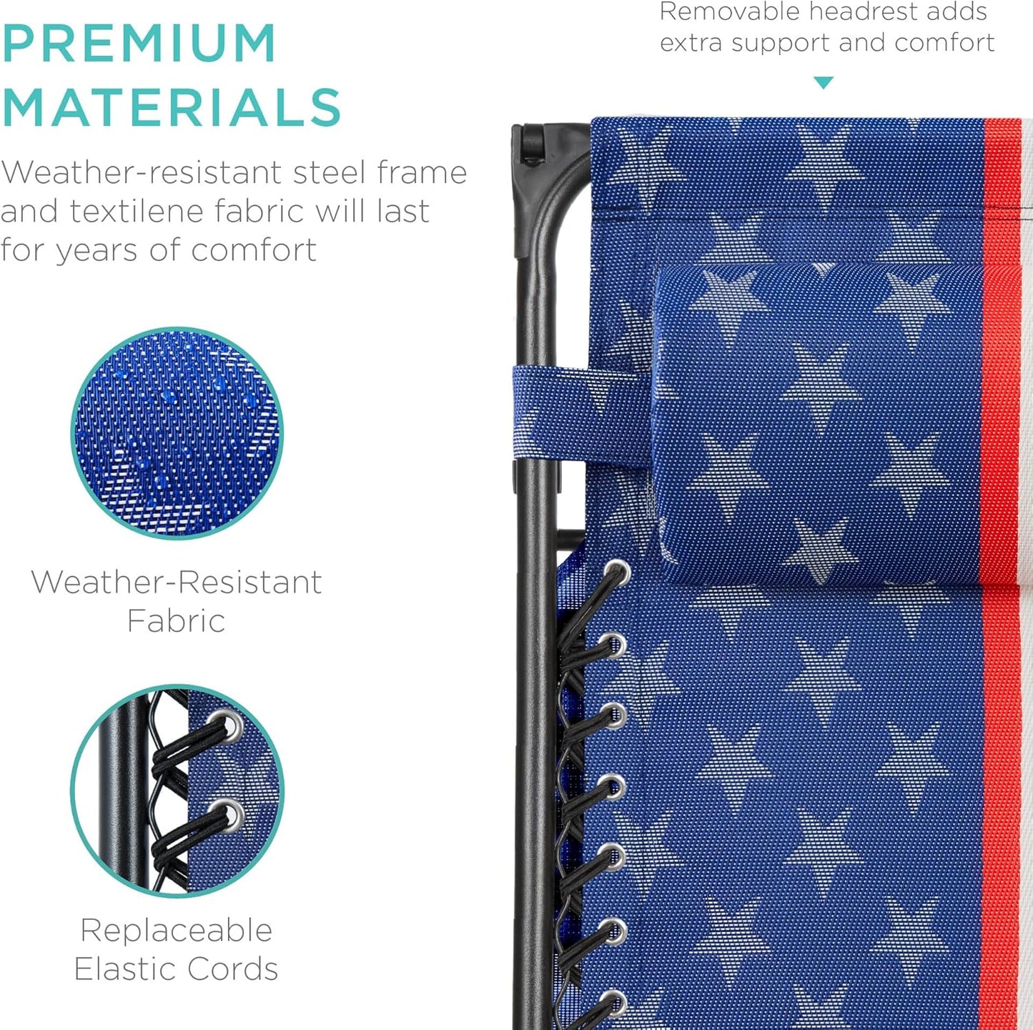 Best Choice Products Folding Zero Gravity Outdoor Recliner Patio Lounge Chair w/Adjustable Canopy Shade, Headrest, Side Accessory Tray, Textilene Mesh - Peacock Blue