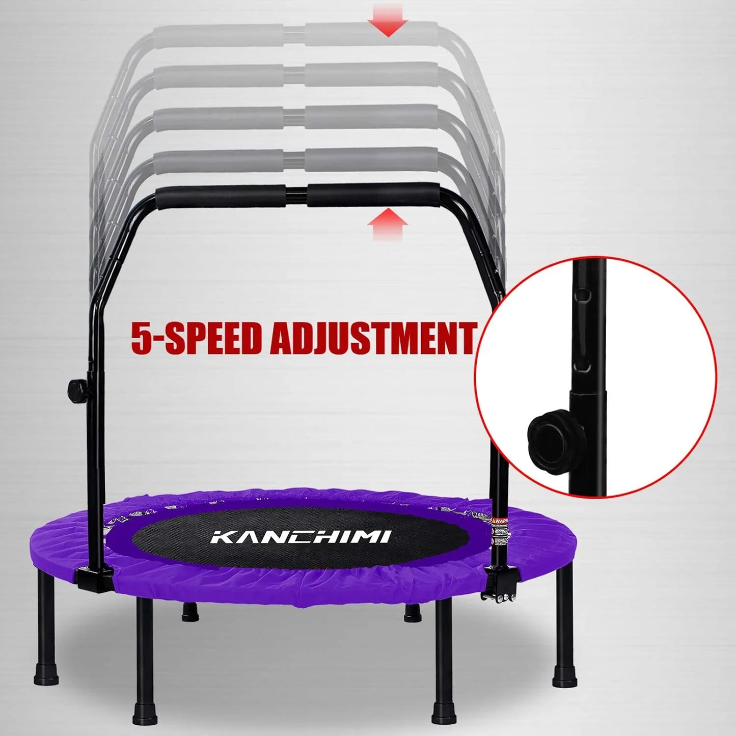 Kanchimi 40" 48" Folding Mini Fitness Indoor Exercise Workout Rebounder Trampoline with Handle, Max Load 330lbs