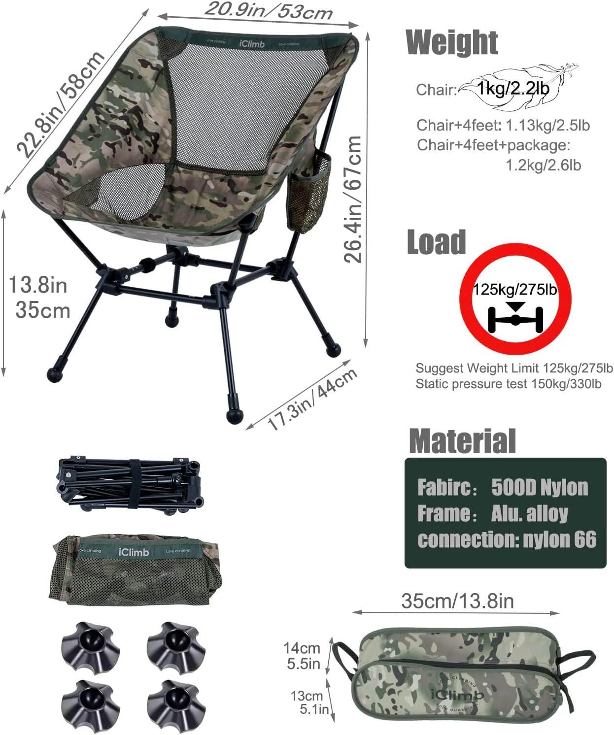 Ultralight Compact Camping Folding Beach Chair