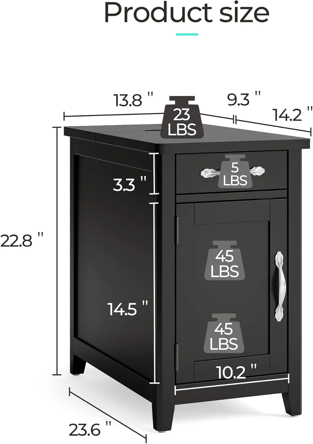Farmhouse End Table Narrow Side Table Small Nightstand