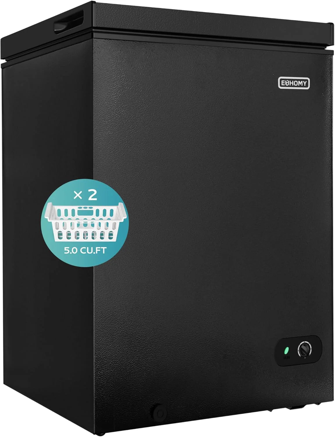 EUHOMY 3.5 Cu.Ft Chest Freezer with Removable Basket, Small Deep Freezer Adjustable 7 Thermostat, Quiet Mini Freezer Free-Standing Top Door, Energy Saving for Apartment/Garage/Basement/Dorm/Home,Black