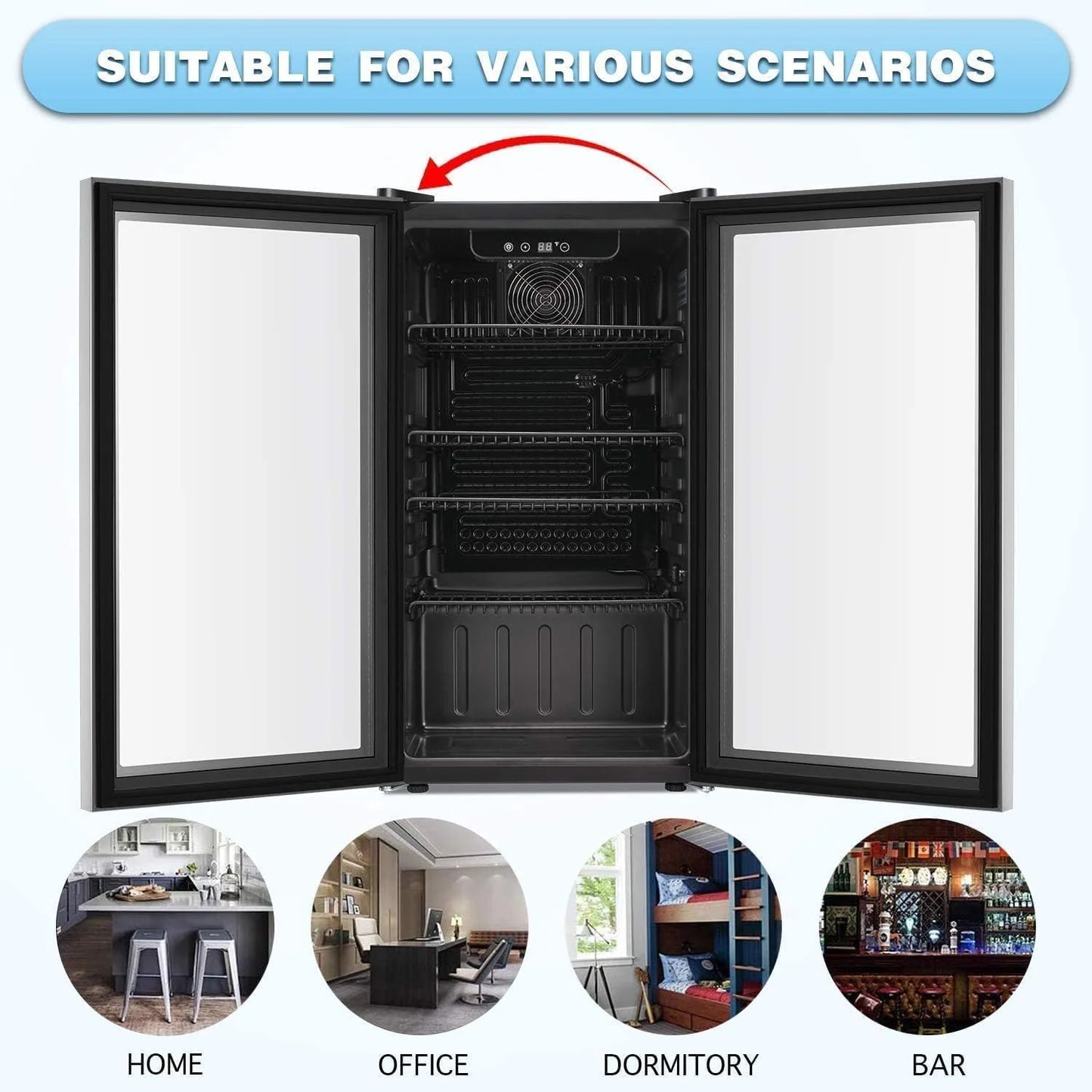 Antarctic Star Beverage Refrigerator Cooler 68 Can, Mini Fridge with Glass Door for Beer Drinks Wine,Freestanding Small Fridge with Electronic Temperature Control for Home and Bar,1.7 cu.ft