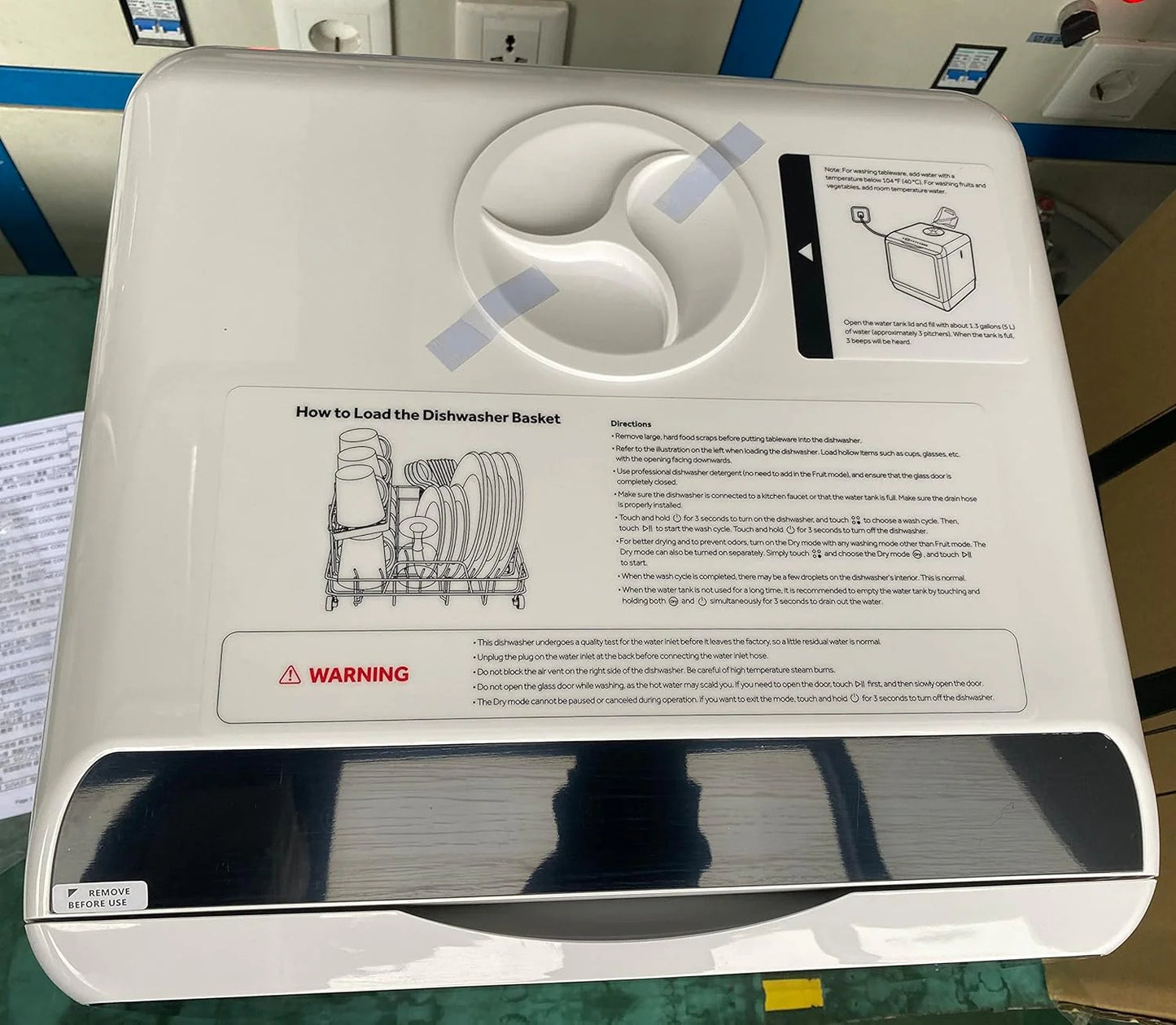 HAVA tabletop dishwasher, 6-program portable dishwasher with built-in 5-liter water tank