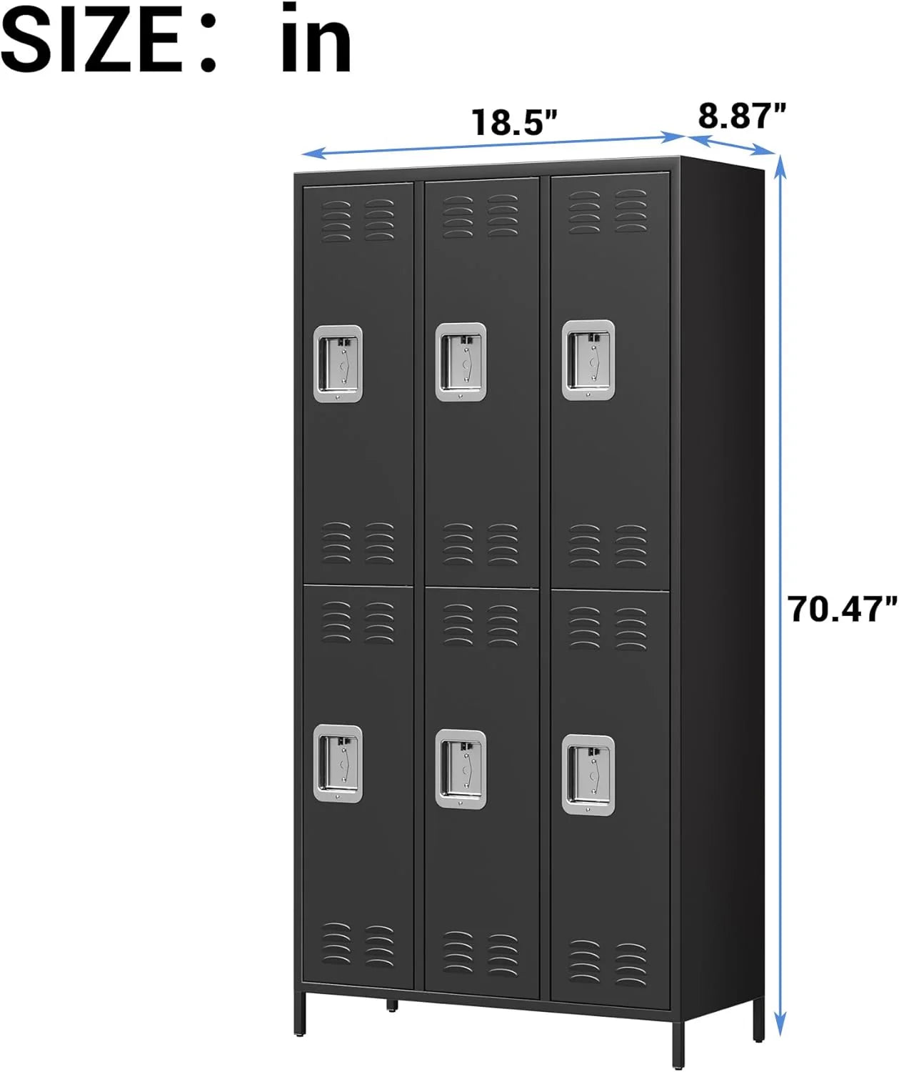 GAOMON Locker for Employees, 6 Doors Locker Cabinet with Hooks, Storage Locker