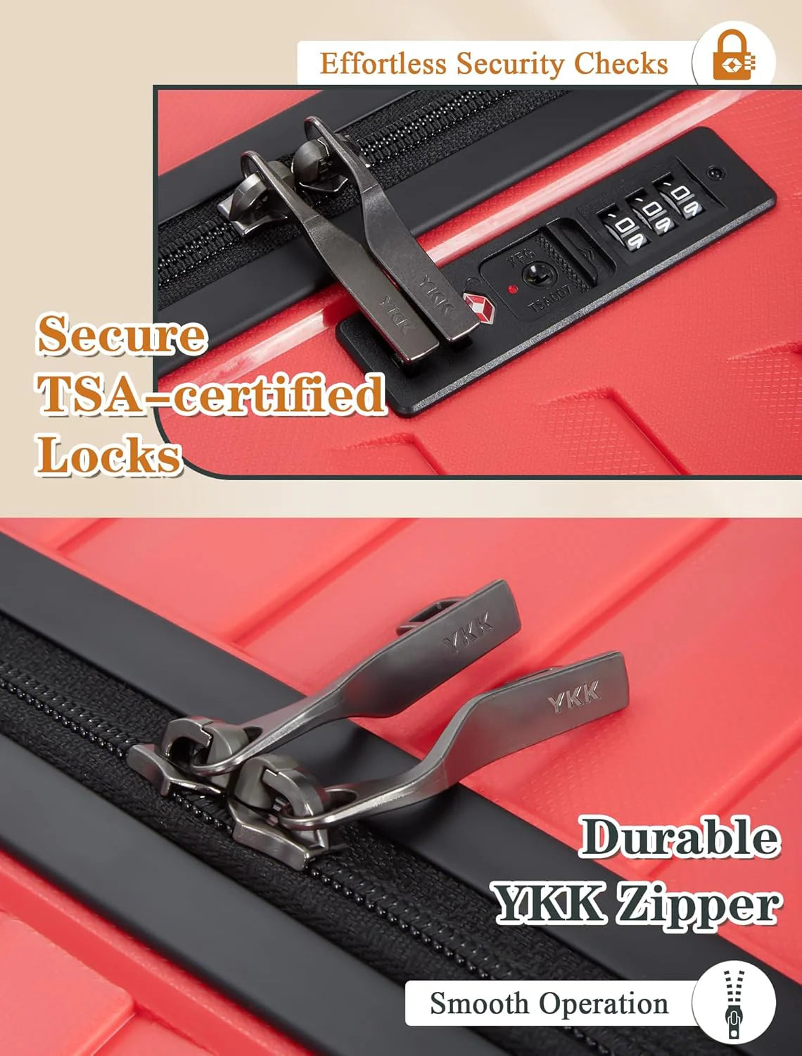 5-piece luggage set with wheels, ABS hardshell suitcase with spinner wheels