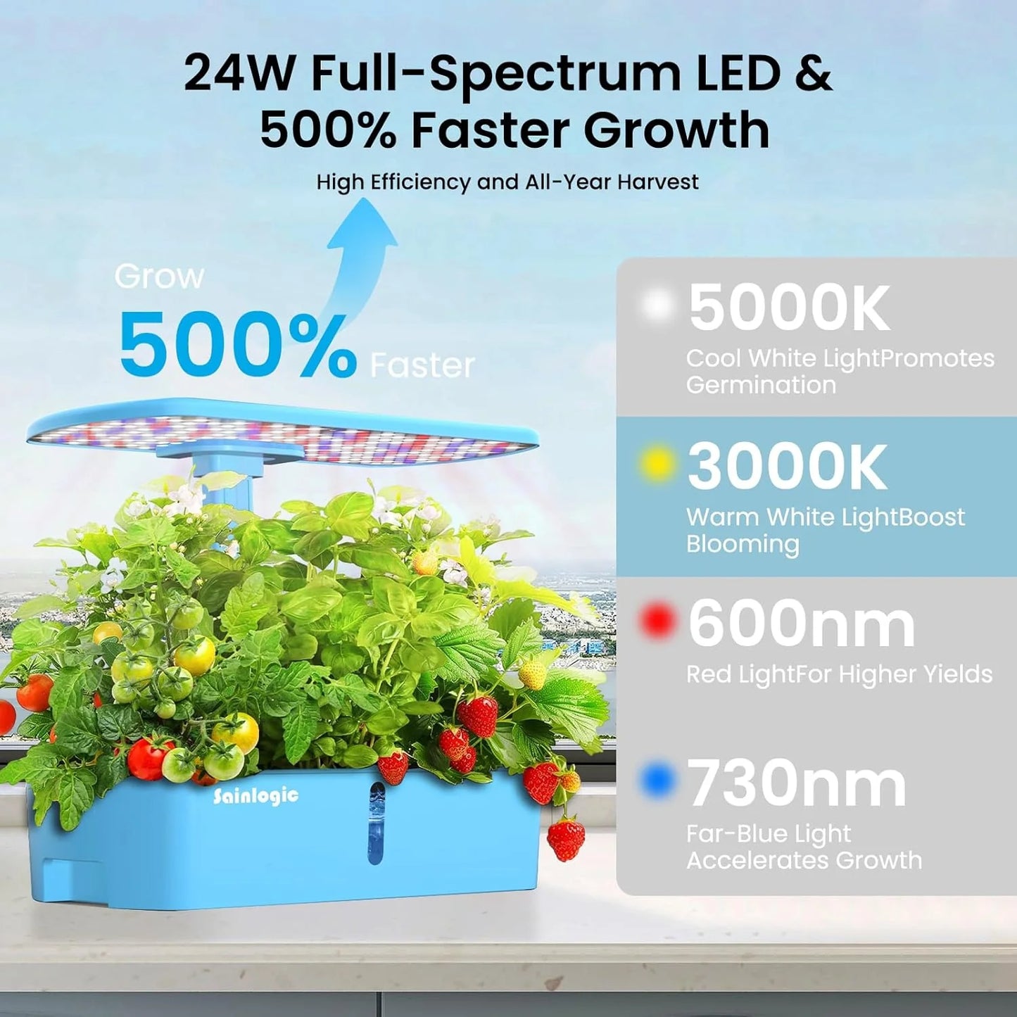 Hydroponic Planting System Kit, 12 Watering Planters, Smart Indoor Garden with APP and WiFi Connection