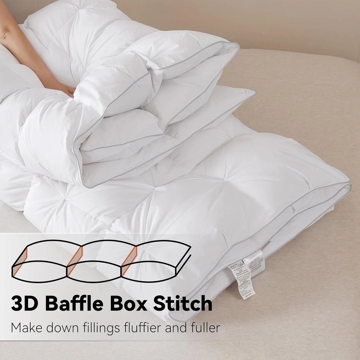 Premium Down Comforter 3D Baffle Box Design