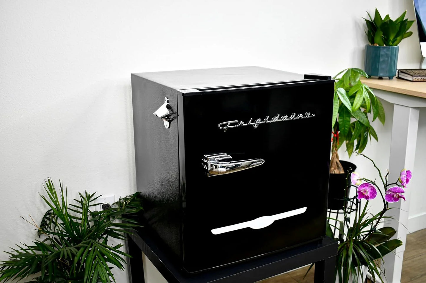 Frigidaire EFR176 Retro Compact Fridge with Chiller Mini Refrigerator with Built-in Bottle Opener for Office, Bedroom, Dorm Room or Cabin, 1.6 cu ft 16" D x 18" W x 18.5" H, Moonlight