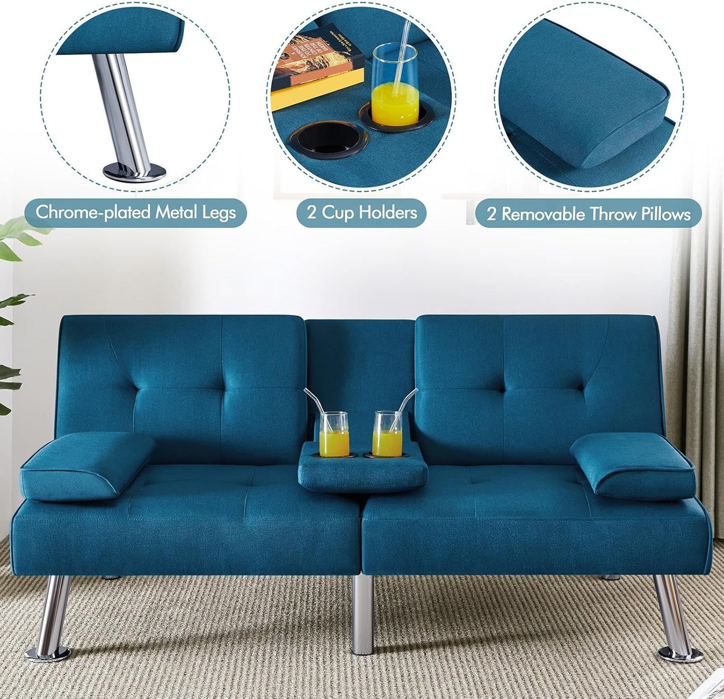 Convertible Sofa Bed Modern Imitation Leather Home Recliner Flip Double Sofa Folding Sofa Bed Guest Bed