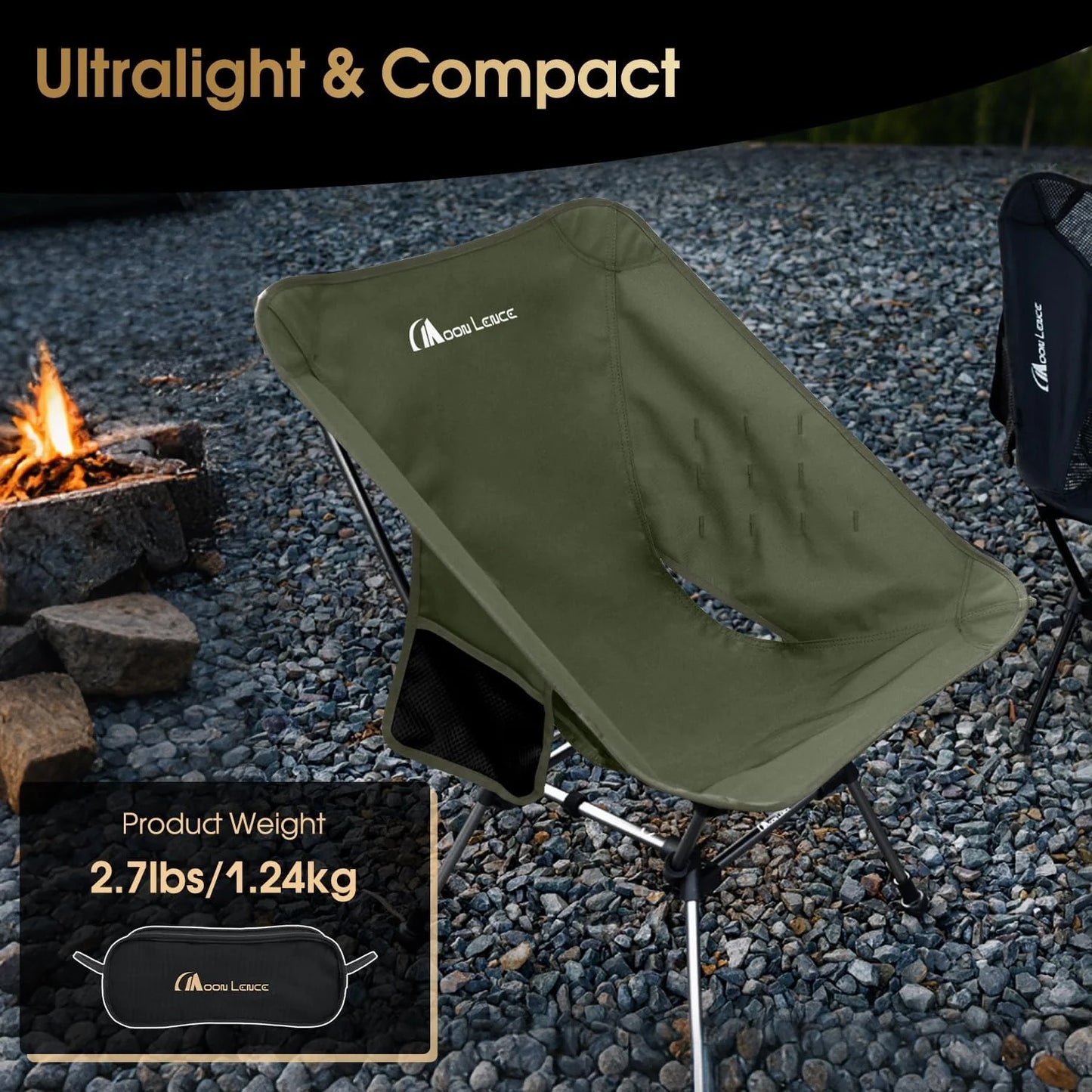 Portable Camping Chair Plus Folding Chair for Backpacking and Hiking