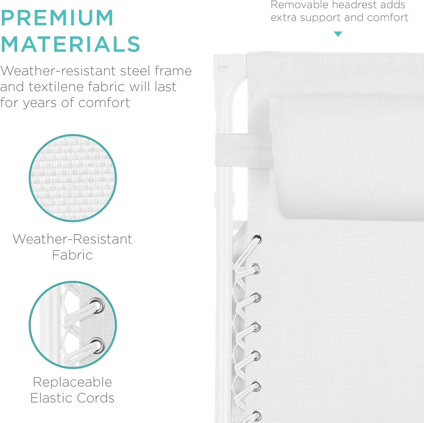 Best Choice Products Folding Zero Gravity Outdoor Recliner Patio Lounge Chair w/Adjustable Canopy Shade, Headrest, Side Accessory Tray, Textilene Mesh - Peacock Blue