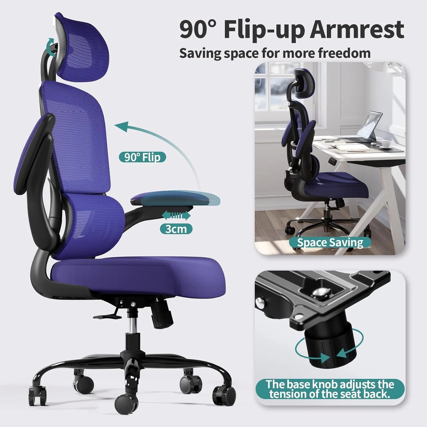 TRALT Office Chair Ergonomic Desk Chair 330 lbs Home Gaming Chair with Wheels