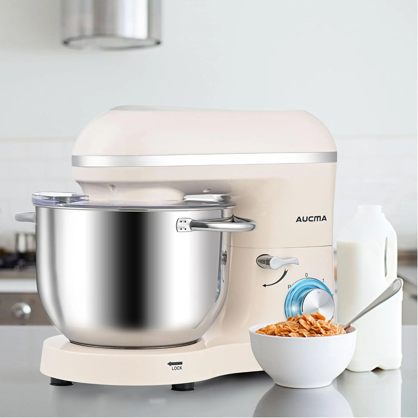 Aucma Stand Mixer,6.5-QT 660W 6-Speed Tilt-Head Food Mixer, Kitchen Electric Mixer with Dough Hook