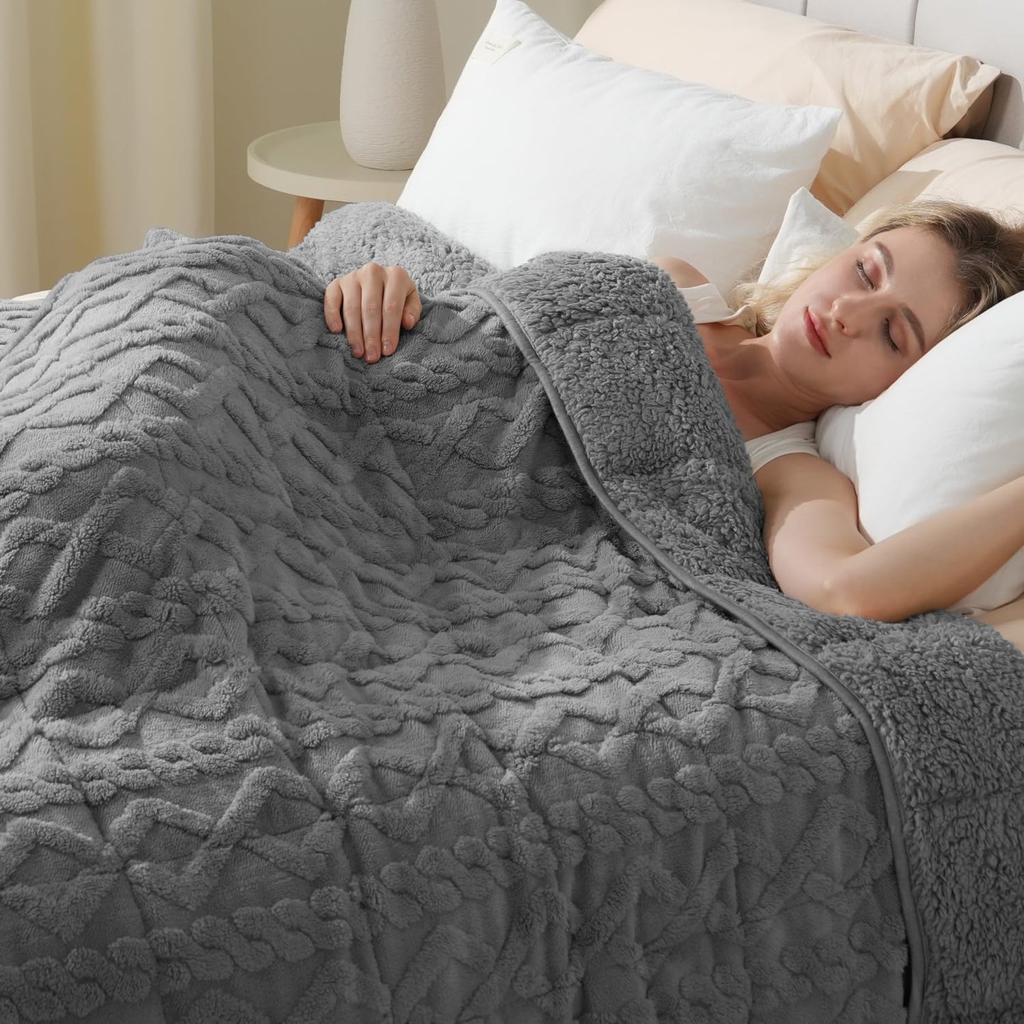 Sherpa Fleece Weighted Blanket 15 lbs 60"x 80"