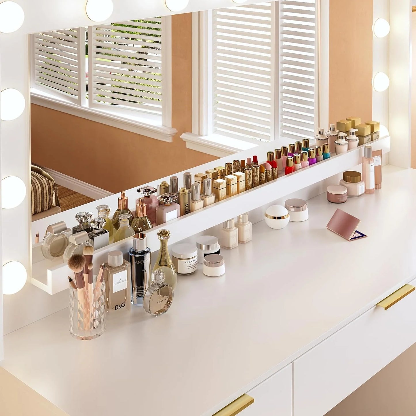 Vanity Desk with Mirror and Lights 39.3in Makeup Vanity with Large Mirror