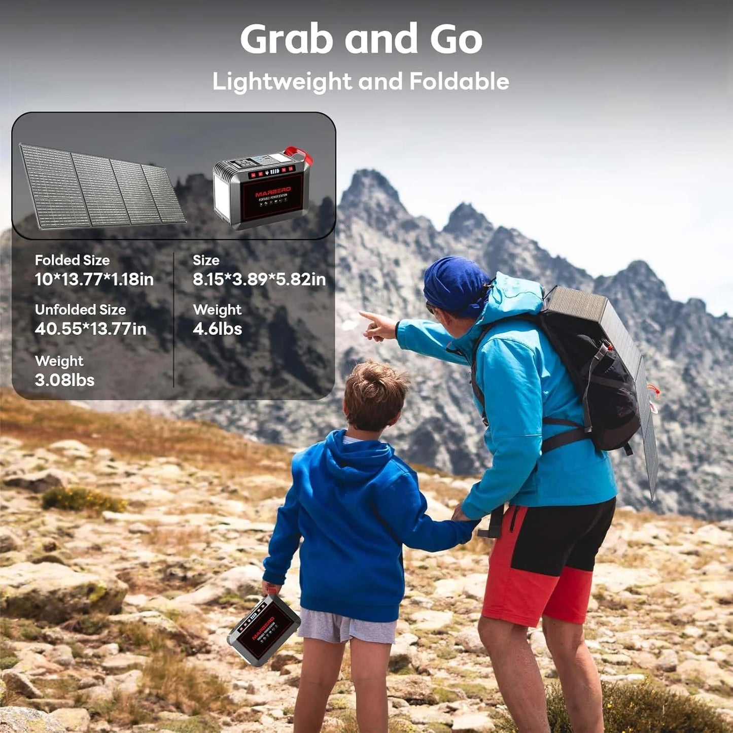 Portable Power Station 88Wh Camping Lithium Battery Solar Generator Fast Charging with AC Outlet 120W Peak Power Bank