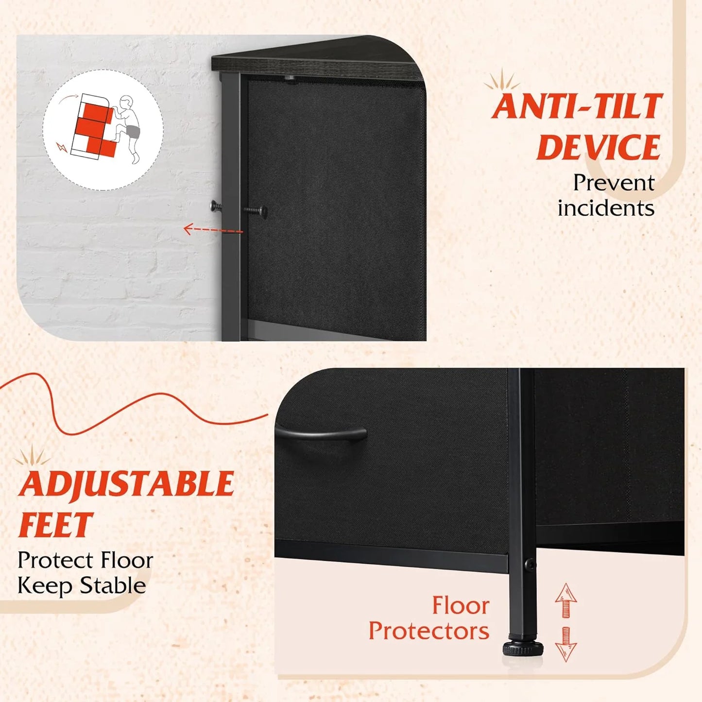 WLIVE Storage Organizer Unit with 13 Fabric Bins, Storage Drawers Organizer with Steel Frame, Tall Storage Tower Organizaton for Living Room, Hallway, Office, Charcoal Black