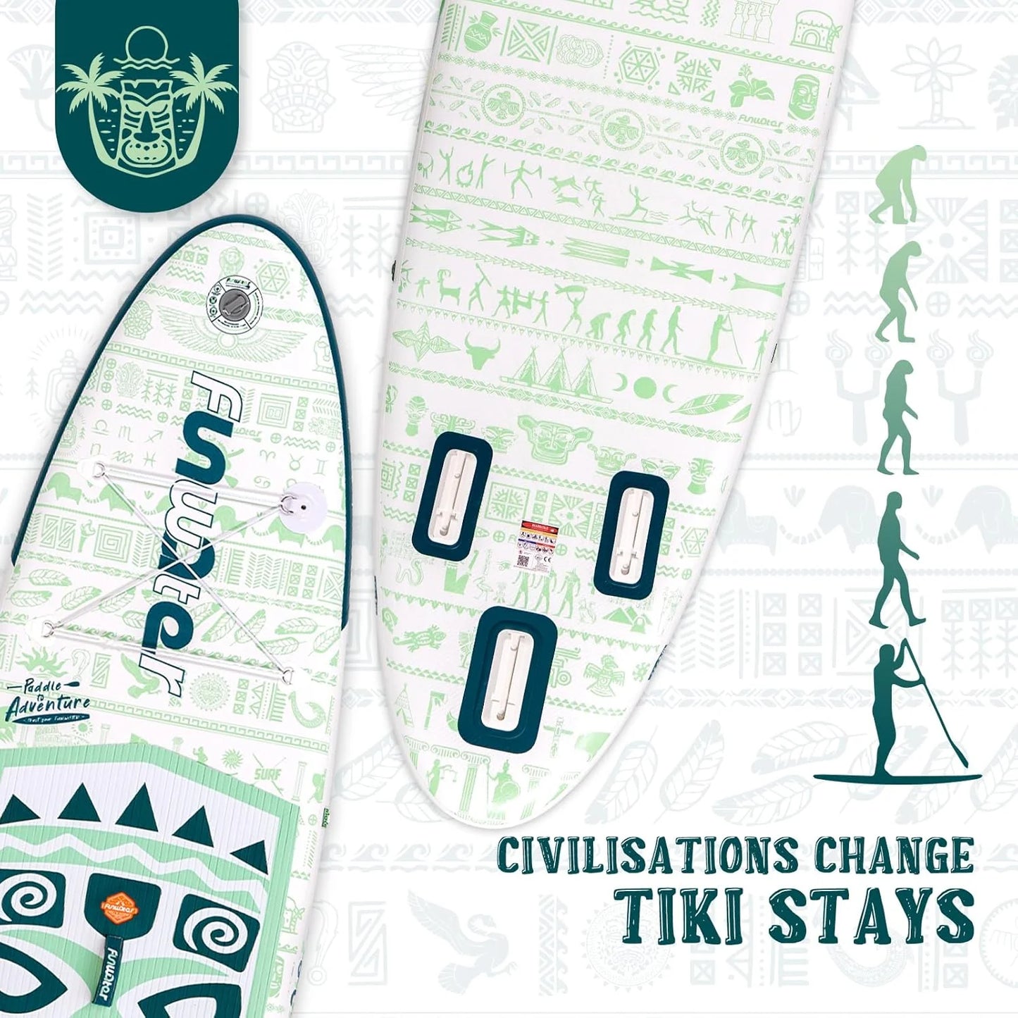 FunWater Inflatable Stand Up Paddle Board with Premium SUP Paddle Accessories, Non-Slip EVA Deck, 11'/10'6' Paddle