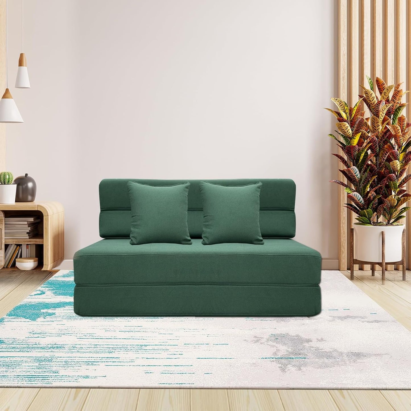 60 inch pull out sofa bed, memory foam sofa with 2 pillows, futon bed, guest bed and pull out sofa,