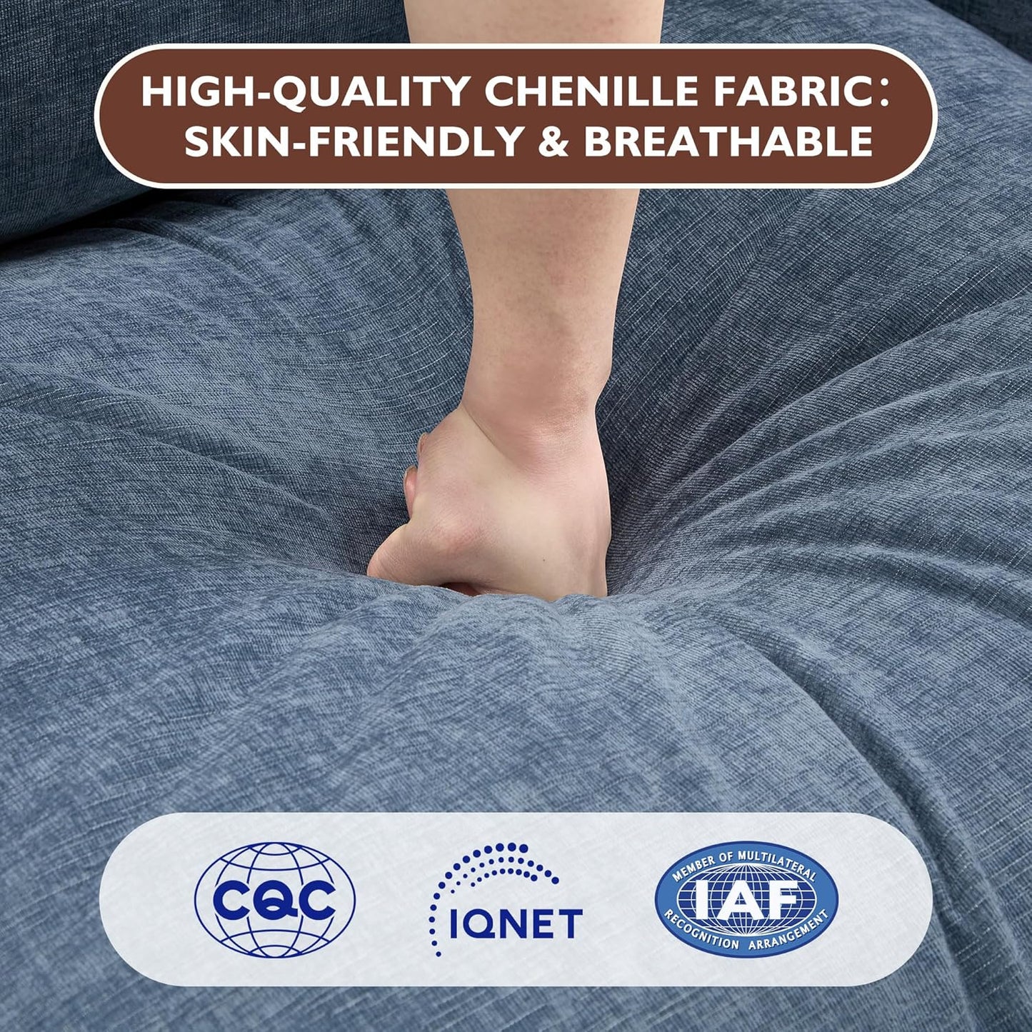 111.4 Inch L-Shaped Modern Sofa Modular Cloud Sofa with Ottoman, 4-Seater Chenille Deep Seat Sofa with Pillows for Living Room, Bedroom and Apartment, Beige