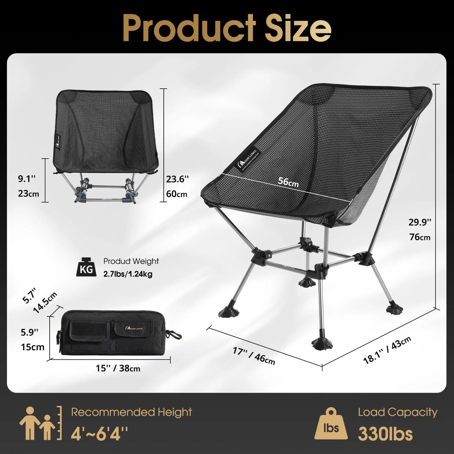 Portable Camping Chair Plus Folding Chair for Backpacking and Hiking