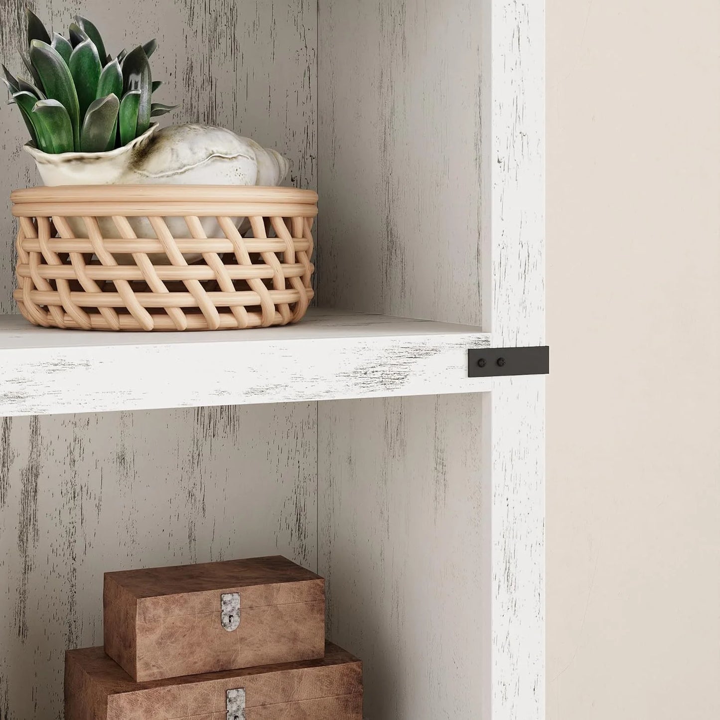 5 Tier Bookcase Farmhouse Book Shelf with Storage Open Display Bookshelves