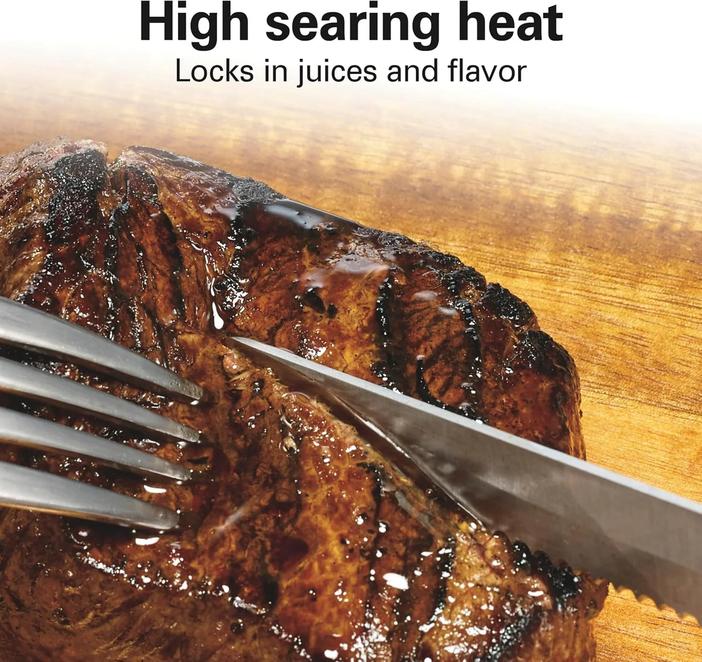 Electric Indoor Searing Grill with Viewing Window & Adjustable Temperature Control to 450F, 118 sq. in. Surface Serves 6, PFAS-Free Removable Nonstick Grate, Stainless Steel