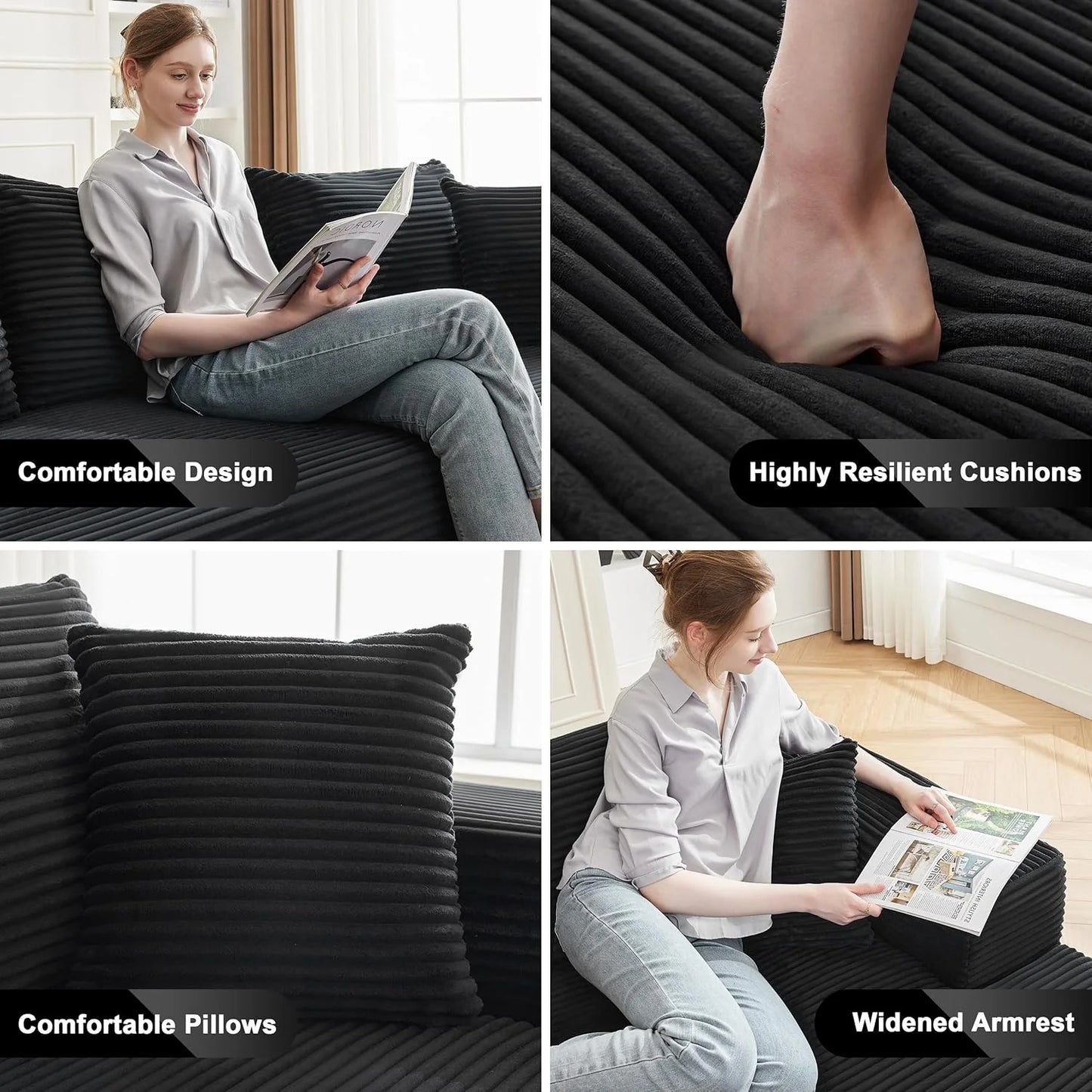 110-inch cloud sofa, boneless sofa in the living room, modular sofa with deep seats