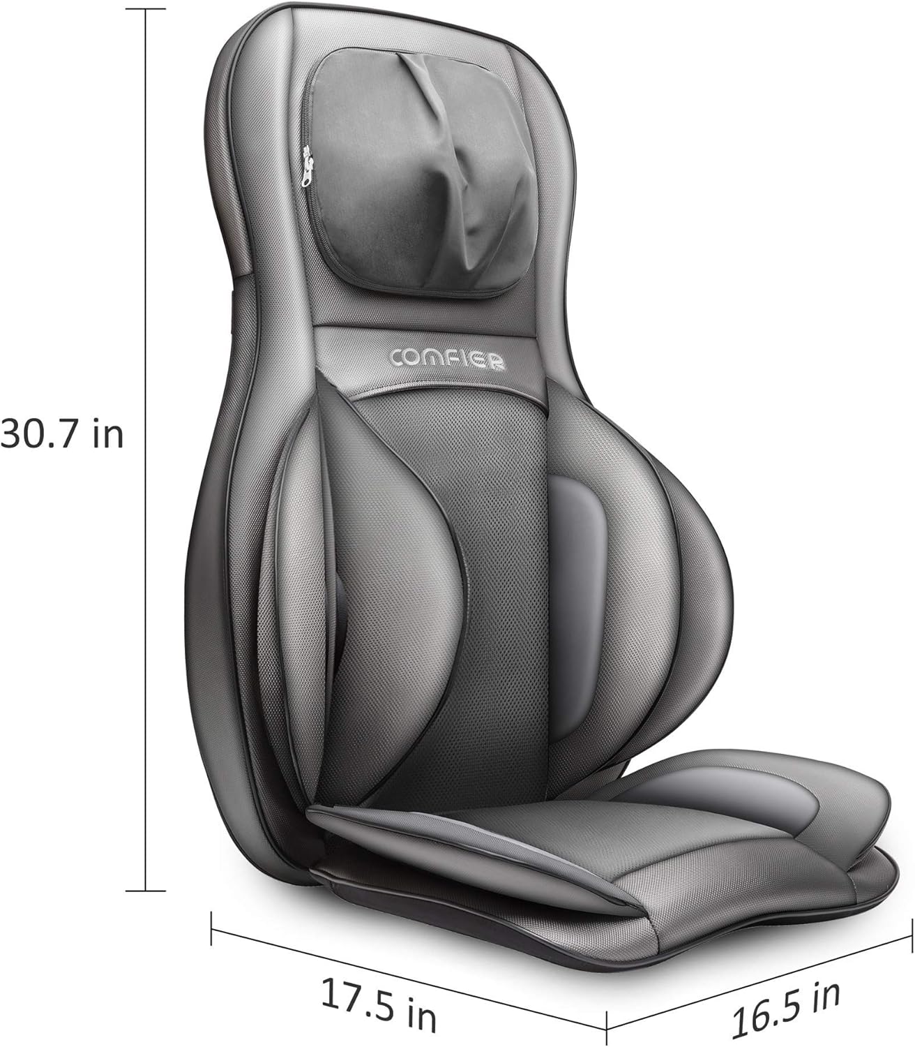 COMFIER Massager Chair with Heat Shiatsu Neck Back Massager Portable with Compress & Rolling Massage Chair Pad for Full Back Neck & Shoulders Full Body Pain