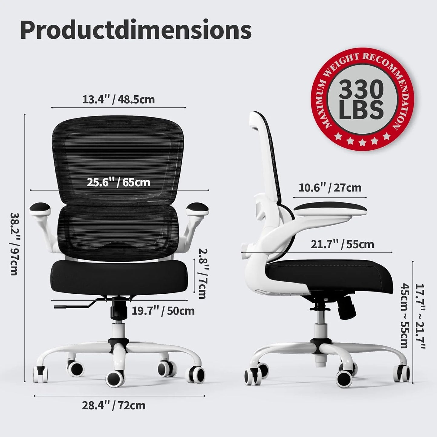 TRALT Office Chair Ergonomic Desk Chair 330 lbs Home Mesh Gaming Chair with Wheels